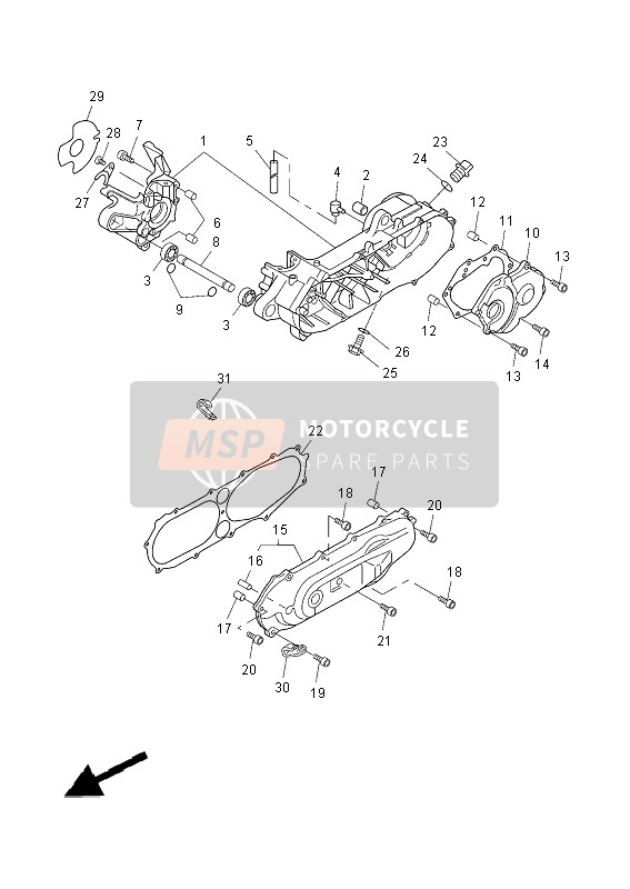 Yamaha EW50N 2014 Caja Del Cigüeñal para un 2014 Yamaha EW50N